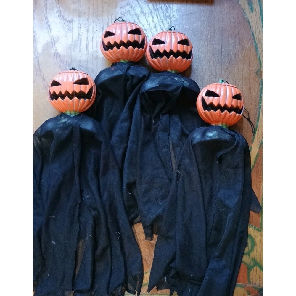 Vintage Hanging‎ Jack-O'-Lantern Scary Pumpkin Halloween Plastic Spooky - Picture 2 of 7